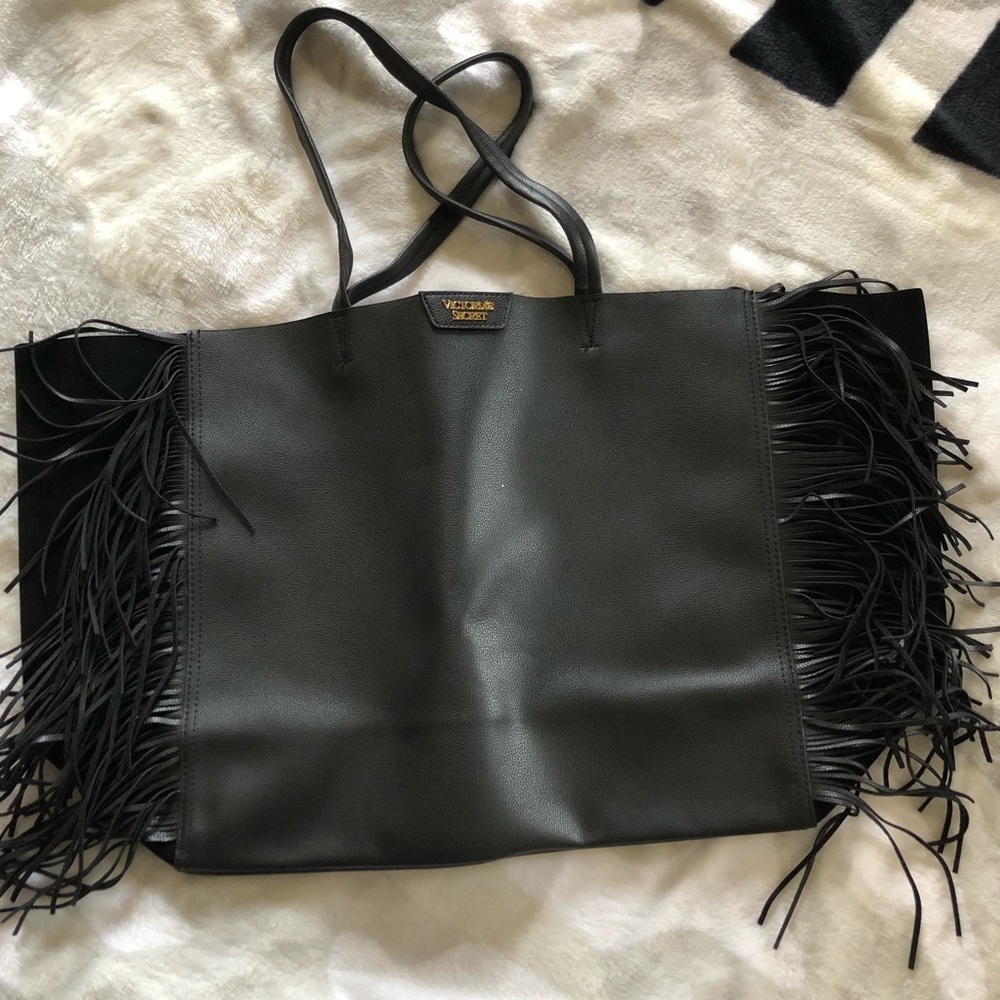 NWOT VS Faux Leather/Suede Black Tote Bag
